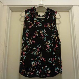 BOHO BAMBOO LOOK W BY WORTHINGTON COLORS ON BLACK W RUFFLE BLOUSE X L